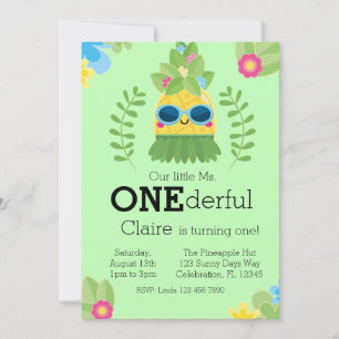Girly Pineapple Ms. Onederful First  Invitation