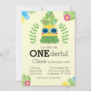 Girly Pineapple Ms. Onederful First Invitation