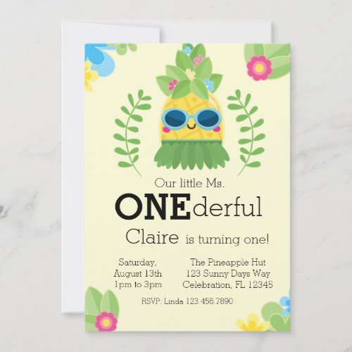 Girly Pineapple Ms Onederful First  Invitation