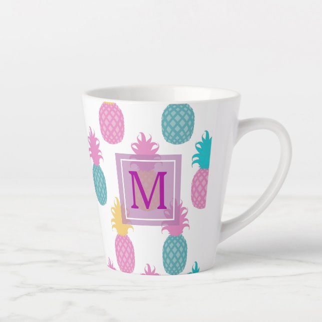 Girly Pineapple Pattern Latte Mug (Right)