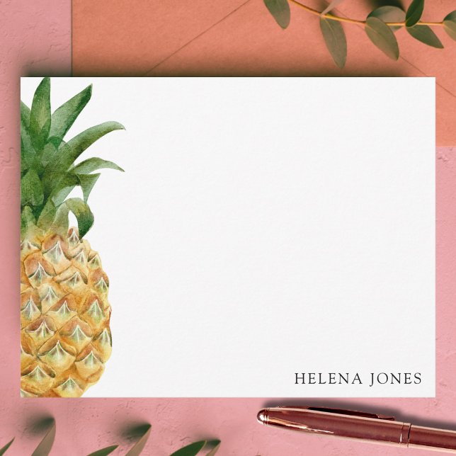 Girly Pineapple Personalized Correspondence   Note Card (Creator Uploaded)