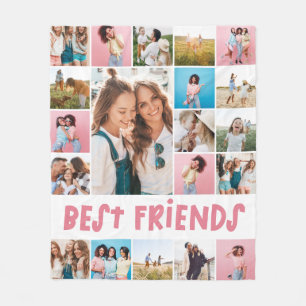Girly pink 20 photo best friend modern simple fleece blanket