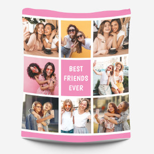 Girly Pink 8 Square Photo Collage Best Friends Fleece Blanket