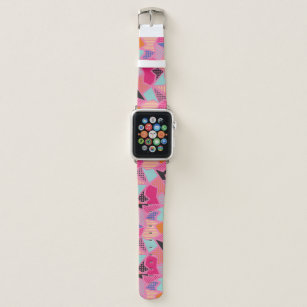 Girly Pink Abstract Geometric Shapes 42mm Apple Watch Band