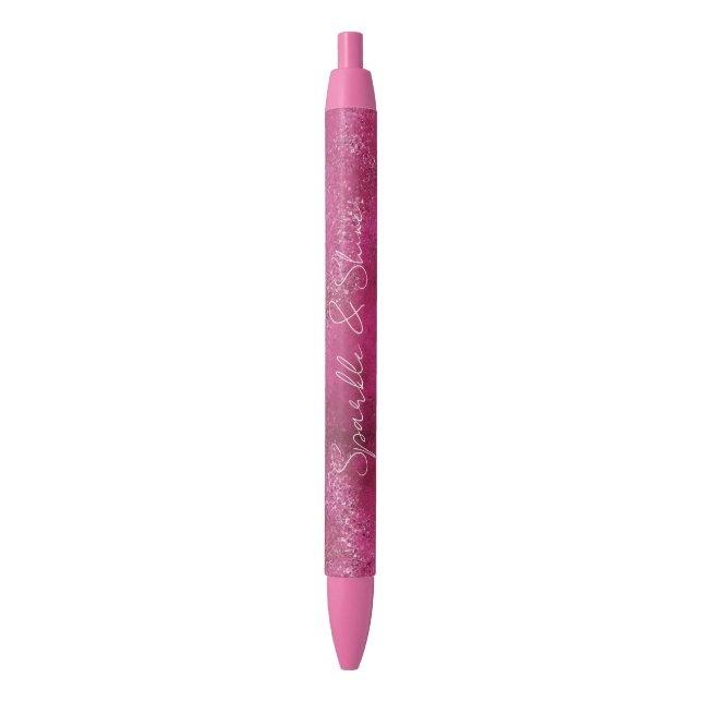 Girly Pink Abstract Glitz Glam Glitter Pen (Front Vertical)