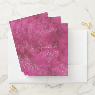 Girly Pink Abstract Glitz Glam Glitter Pocket Folder