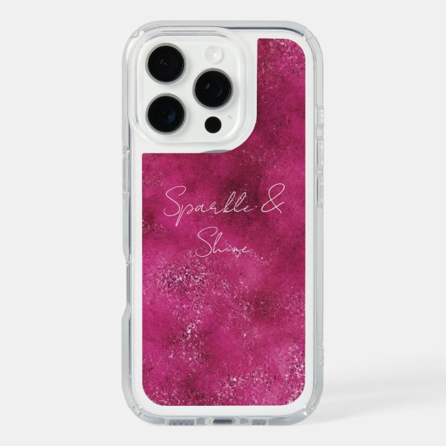 Girly Pink Abstract Glitz Glam Glitter Speck iPhone Case (Front)