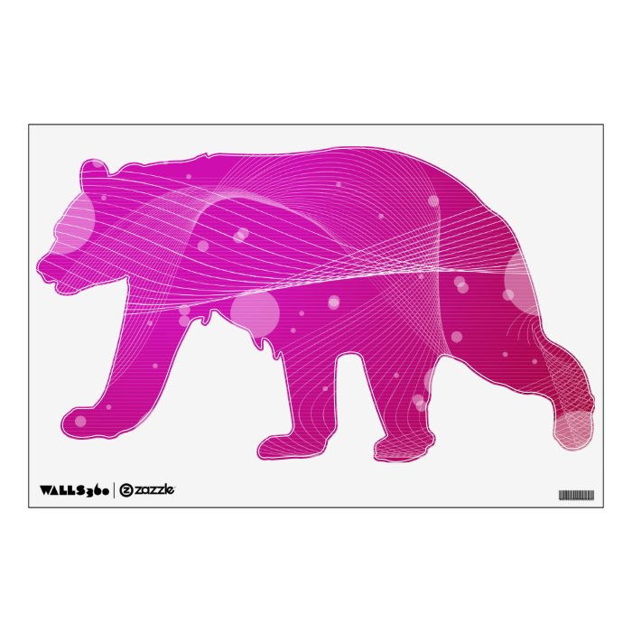 Girly Pink Abstract Wavy Line Bear Wall Sticker