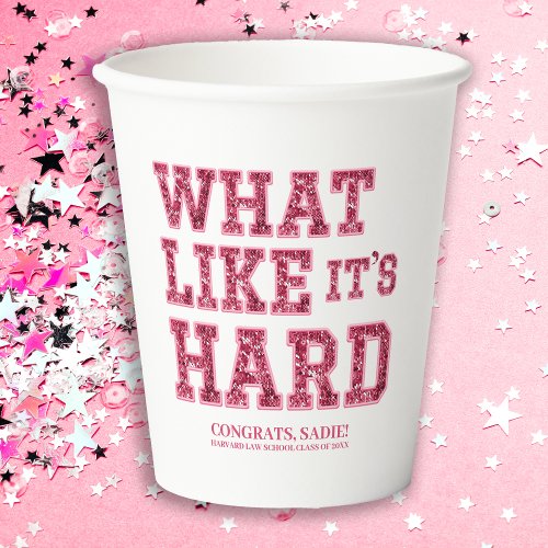 Girly Pink Aesthetic Law School Graduation Decor Paper Cups