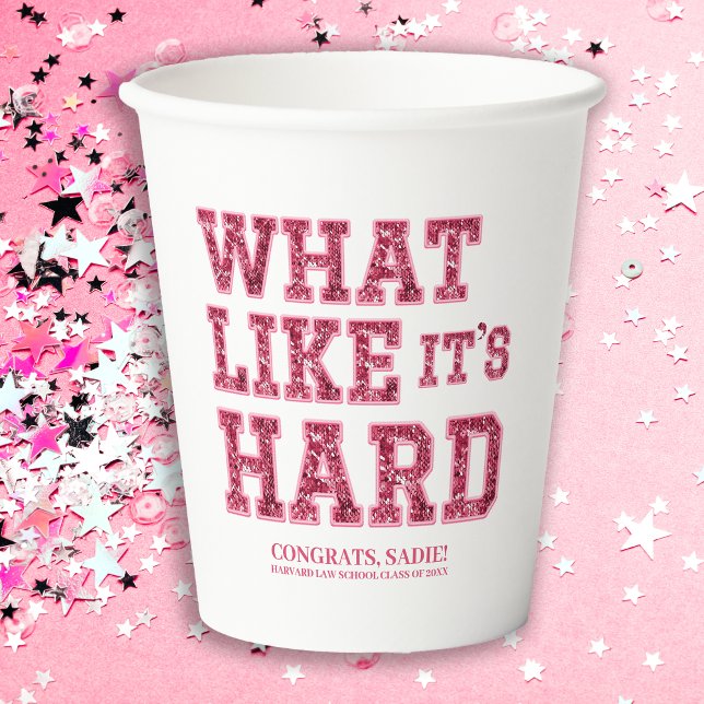 Girly Pink Aesthetic Law School Graduation Decor Paper Cups (Creator Uploaded)