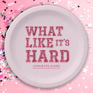 Girly Pink Aesthetic Law School Graduation Decor Paper Plates