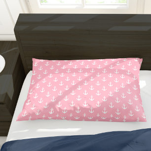 Girly Pink Anchors Pattern Pillow Case