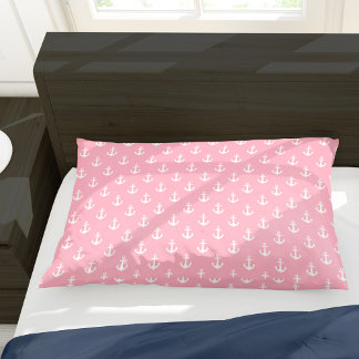 Girly Pink Anchors Pattern Pillow Case