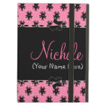 Girly Pink And Black Floral Ipad Air Cover at Zazzle