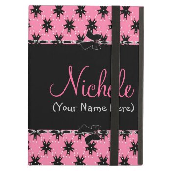 Girly Pink And Black Floral Ipad Air Cover by ArtsofLove at Zazzle