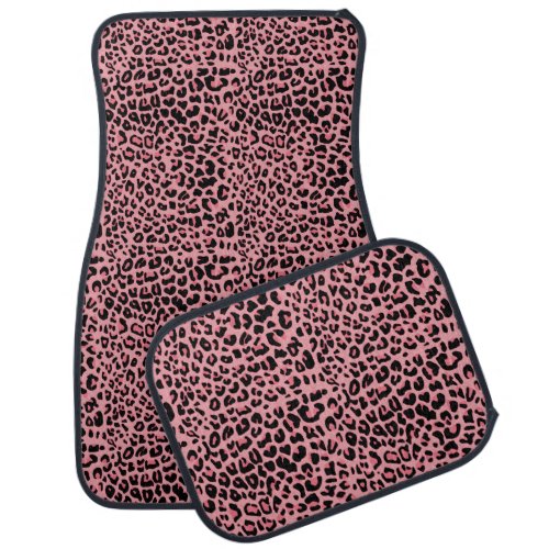 Girly Pink and Black Jaguar Print Car Mat Set