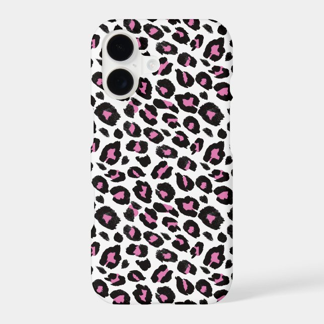 Girly Pink and Black Leopard Print Case-Mate iPhone Case (Back)