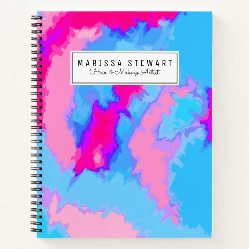 Girly Pink and Blue Abstract Digitized Watercolor Notebook