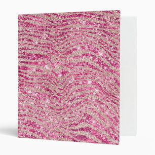 Girly Pink and Blush Glitter Zebra 3 Ring Binder