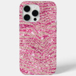 Girly Pink and Blush Glitter Zebra iPhone 15 Pro Max Case