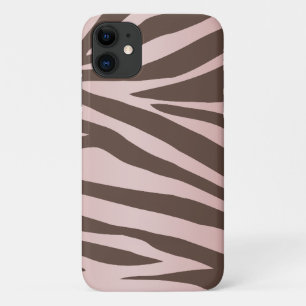Girly Pink and Brown Zebra iPhone 11 Case