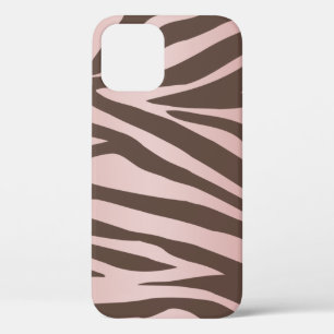 Girly Pink and Brown Zebra iPhone 12 Case