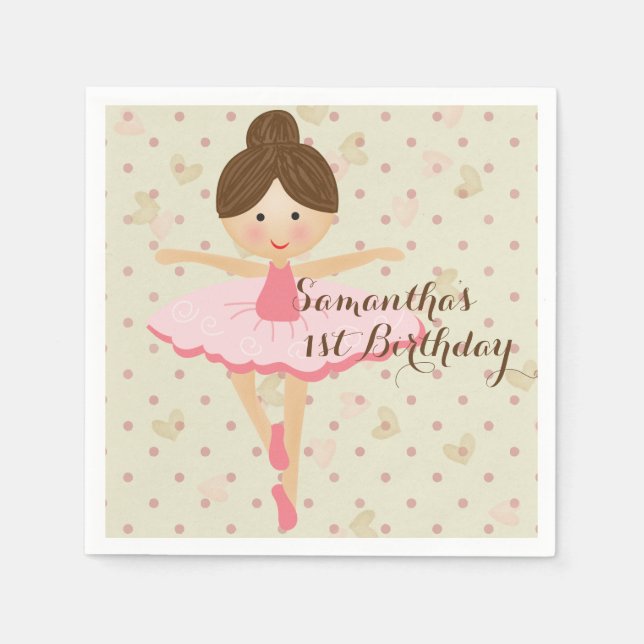 Girly Pink and Dreamy Ballerina Paper Napkins (Front)