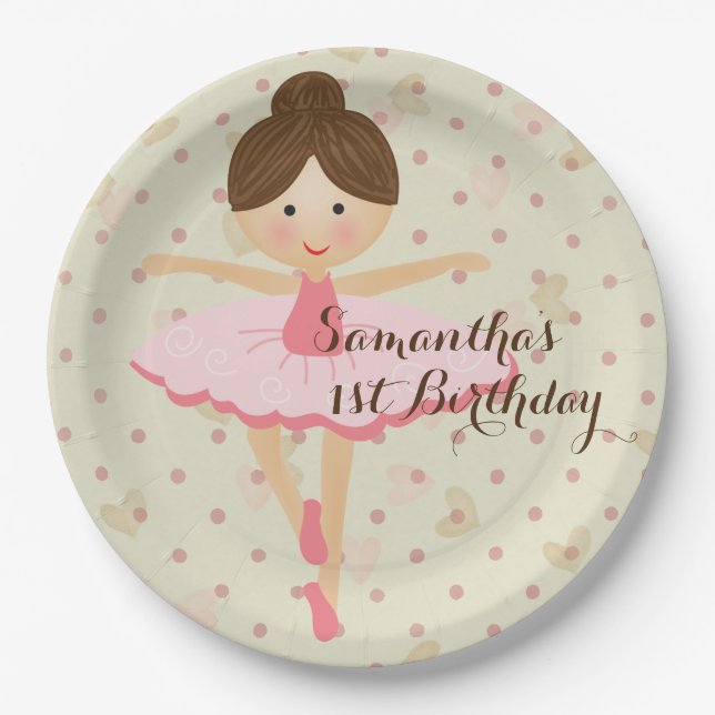 Girly Pink and Dreamy Ballerina Paper Plates (Front)