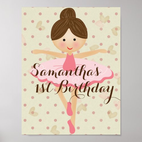 Girly Pink and Dreamy Ballerina Poster