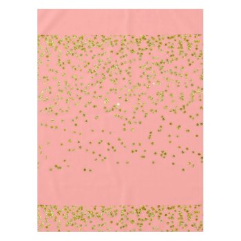 Girly Pink And Faux Gold Glitter Confetti Tablecloth by ChicPink at Zazzle