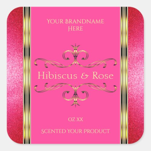 Girly Pink and Gold Product Labels Glitter Borders