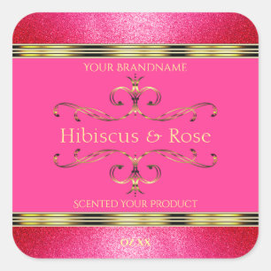 Girly Pink and Gold Product Labels Glitter Borders