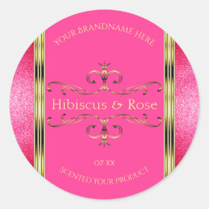 Girly Pink and Gold Product Labels Glitter Borders