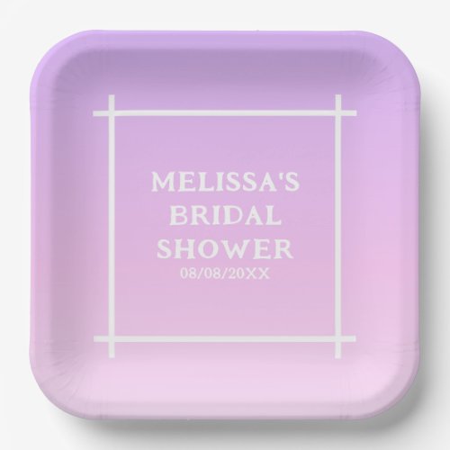 Girly Pink And Lilac Bridal Shower Name Paper Plates