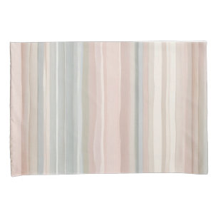 Girly Pink and Mint Modern Coastal Stripe Pillow Case