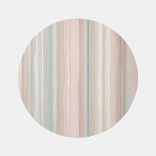 Girly Pink and Mint Modern Coastal Striped Rug