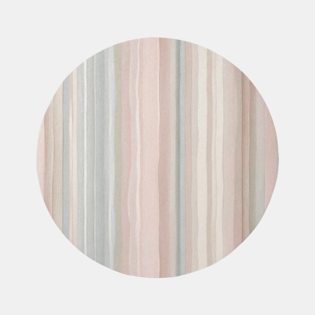 Girly Pink and Mint Modern Coastal Striped Rug (Front)