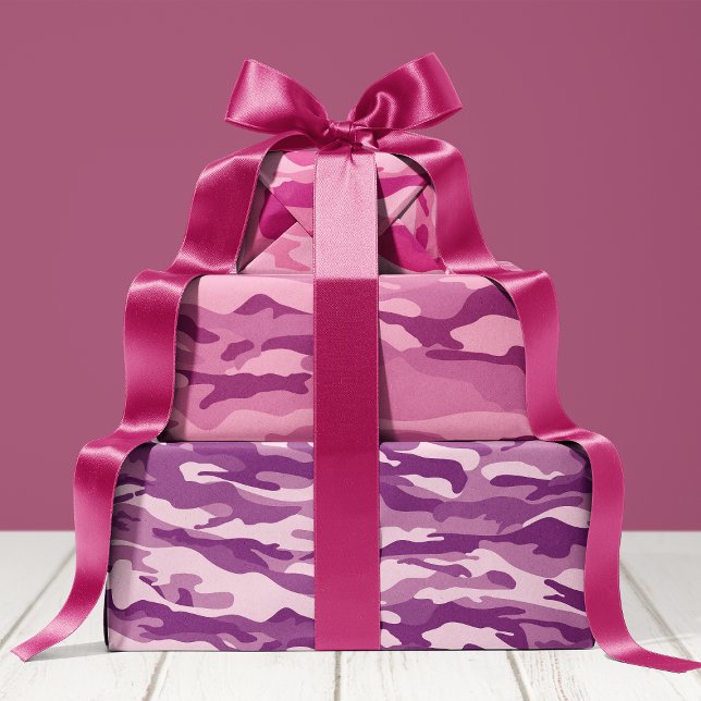 Girly Pink And Purple Camouflage Camo Pattern Wrapping Paper Sheets (Creator Uploaded)