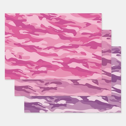 Girly Pink And Purple Camouflage Camo Pattern Wrapping Paper Sheets ...