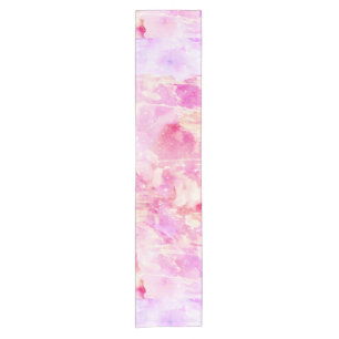 Girly Pink and Purple Painted Sparkly Watercolor Short Table Runner