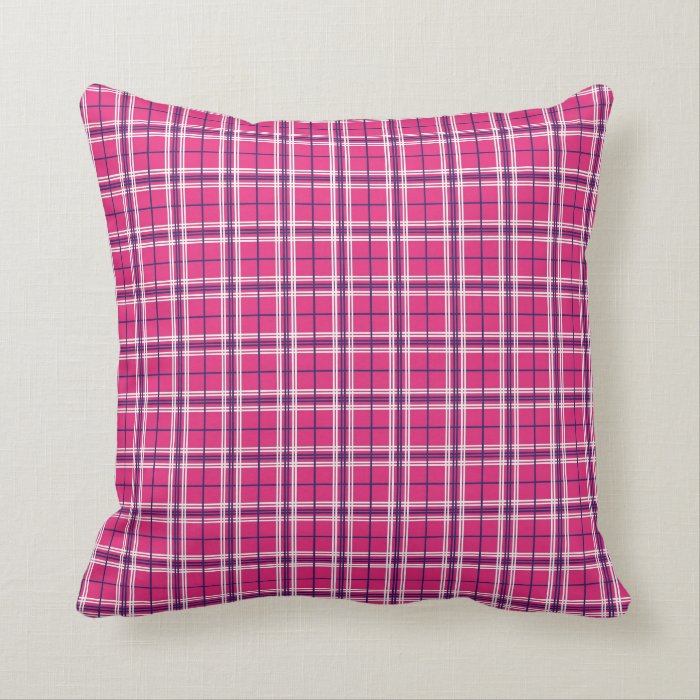 Girly Pink and Purple Plaid Pattern Gifts for Her Throw Pillows