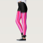 [ Thumbnail: Girly Pink and Purple Stripes + Black Regions Leggings ]