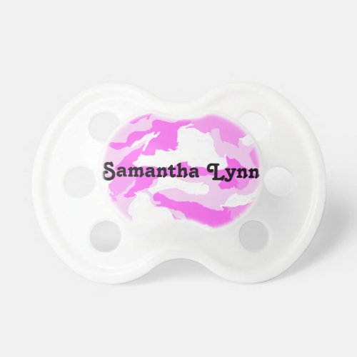 Girly Pink and White Camouflage Newborn Child Baby Pacifier