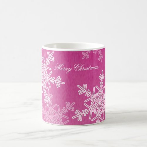 Girly pink and white Christmas snowflakes Coffee Mug
