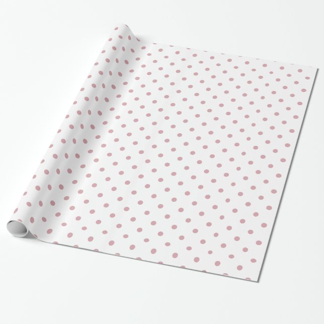 Girly Pink and White Dots Wrapping Paper (Unrolled)
