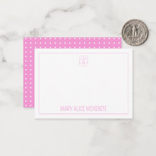 Girly Pink and White Flips Flops and Polka Dots Note Card