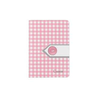 Girly Pink and White Gingham Passport Holder