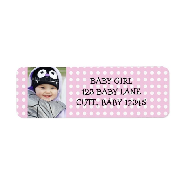 Girly Pink and White Polka Dots Address Label (Front)