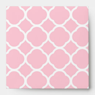 Girly Pink and White Quatrefoil Pattern Envelope