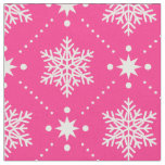 Girly Pink and White Snowflakes Christmas Pattern Fabric